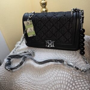 Bagley Miskcha Elegant Black Quilted Handbag NWT